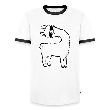 Drôles de lunettes de soleil Lama - T-shirt contrasté Homme - blanc/noir - Devant - AI Model Female 172 light (172cm) & AI Model Male 178 dark (178cm)