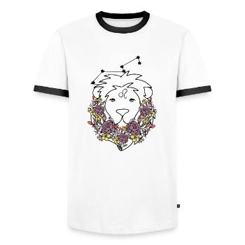 Zodiac Flower Retro - Men's Ringer Shirt - white/black - Front - AI Model Female 172 light (172cm) & AI Model Male 178 dark (178cm)