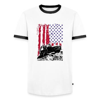 AMERIKANISCHER OFFROADER - Männer Kontrast-T-Shirt - Weiß/Schwarz - Vorne - AI Model Female 172 light (172cm) & AI Model Male 178 dark (178cm)