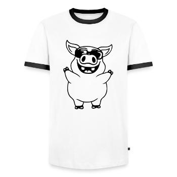 Cool Sunglasses Pig Comic - Men's Ringer Shirt - white/black - Front - AI Model Female 172 light (172cm) & AI Model Male 178 dark (178cm)