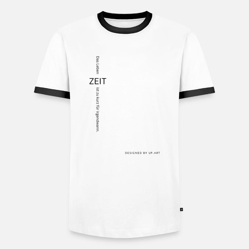 ZEIT - Männer Kontrast-T-Shirt - Weiß/Schwarz