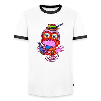 Baby Affe - Männer Kontrast-T-Shirt - Weiß/Schwarz - Vorne - AI Model Female 172 light (172cm) & AI Model Male 178 dark (178cm)