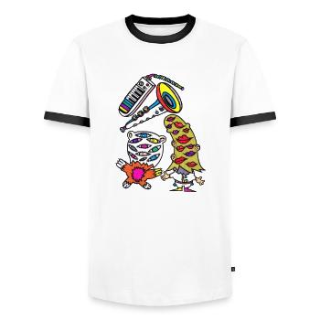 Musical - Männer Kontrast-T-Shirt - Weiß/Schwarz - Vorne - AI Model Female 172 light (172cm) & AI Model Male 178 dark (178cm)