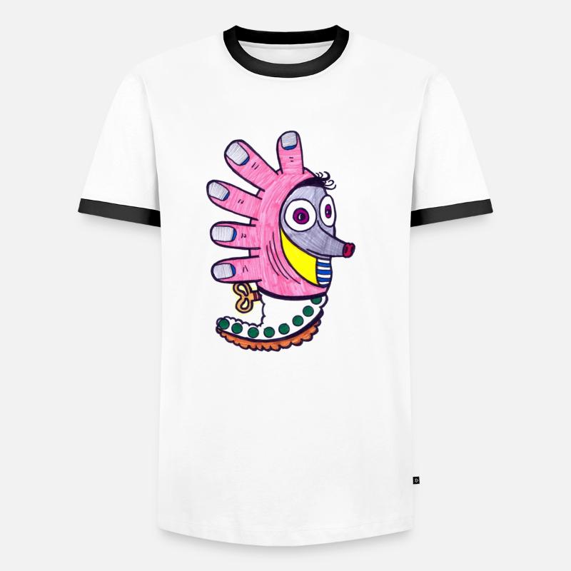Finger Igel - Männer Kontrast-T-Shirt - Weiß/Schwarz
