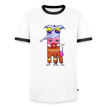 Nasen Giraffe - Männer Kontrast-T-Shirt - Weiß/Schwarz - Vorne - AI Model Female 172 light (172cm) & AI Model Male 178 dark (178cm)
