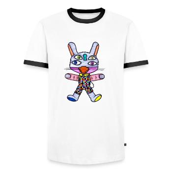 Katzenhase - Männer Kontrast-T-Shirt - Weiß/Schwarz - Vorne - AI Model Female 172 light (172cm) & AI Model Male 178 dark (178cm)