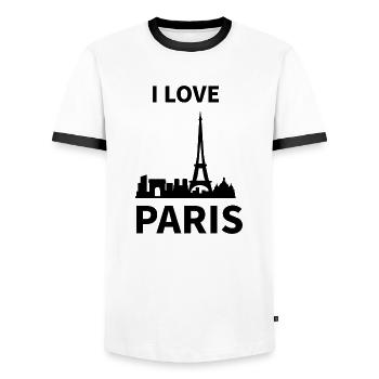 Paris - Männer Kontrast-T-Shirt - Weiß/Schwarz - Vorne - AI Model Female 172 light (172cm) & AI Model Male 178 dark (178cm)