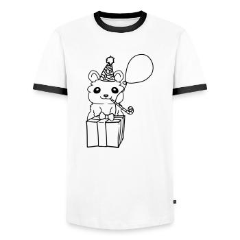 Fête Hamster Anniversaire - T-shirt contrasté Homme - blanc/noir - Devant - AI Model Female 172 light (172cm) & AI Model Male 178 dark (178cm)