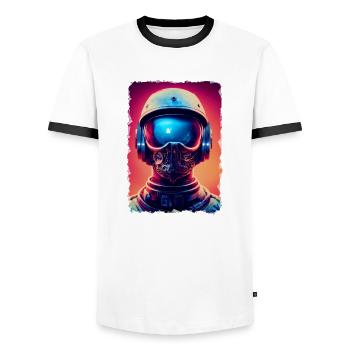 Sturmkämpfer - Männer Kontrast-T-Shirt - Weiß/Schwarz - Vorne - AI Model Female 172 light (172cm) & AI Model Male 178 dark (178cm)