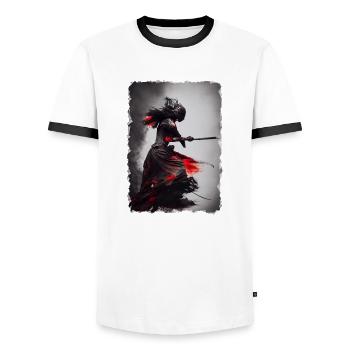 Samouraï - T-shirt contrasté Homme - blanc/noir - Devant - AI Model Female 172 light (172cm) & AI Model Male 178 dark (178cm)