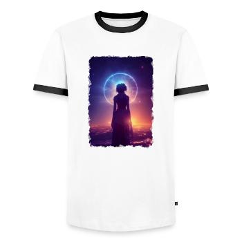 Le gardien de Dieu - T-shirt contrasté Homme - blanc/noir - Devant - AI Model Female 172 light (172cm) & AI Model Male 178 dark (178cm)