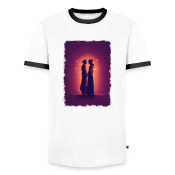 Liebe - Männer Kontrast-T-Shirt - Weiß/Schwarz - Vorne - AI Model Female 172 light (172cm) & AI Model Male 178 dark (178cm)