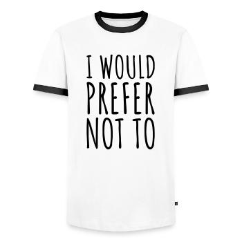 Je préfère ne pas - T-shirt contrasté Homme - blanc/noir - Devant - AI Model Female 172 light (172cm) & AI Model Male 178 dark (178cm)
