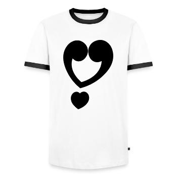 Exclamation mark heart - Men's Ringer Shirt - white/black - Front - AI Model Female 172 light (172cm) & AI Model Male 178 dark (178cm)