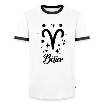 bélier - T-shirt contrasté Homme - blanc/noir - Devant - AI Model Female 172 light (172cm) & AI Model Male 178 dark (178cm)