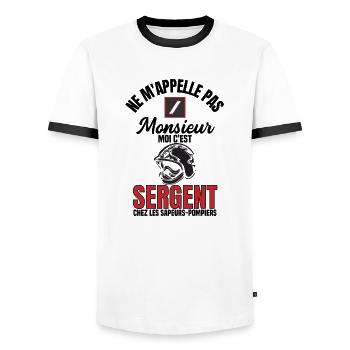 Sergent sapeur pompier - T-shirt contrasté Homme - blanc/noir - Devant - AI Model Female 172 light (172cm) & AI Model Male 178 dark (178cm)