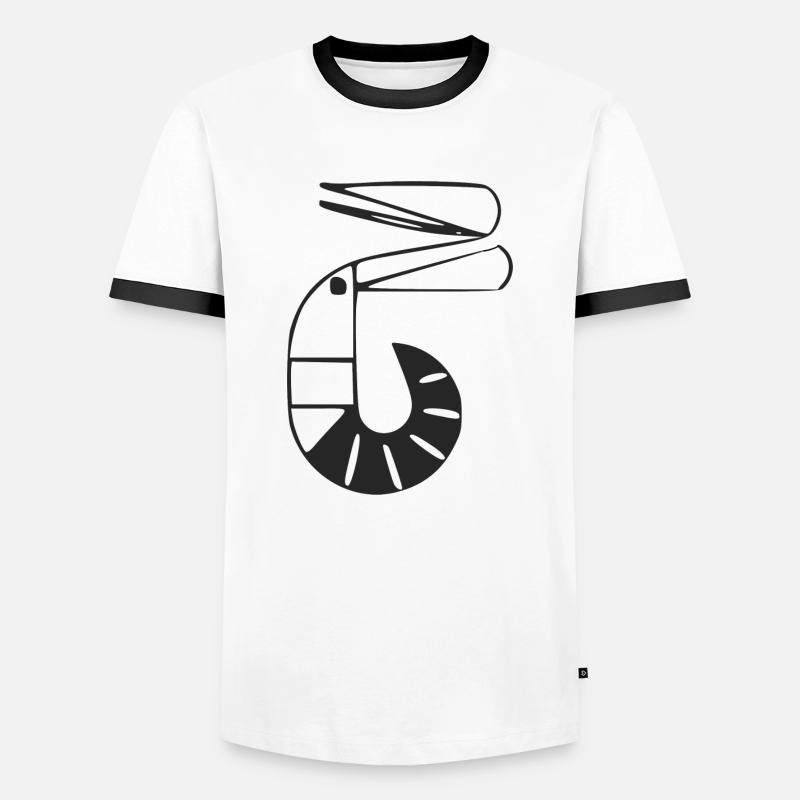 Stilisierte Garnelen - Männer Kontrast-T-Shirt - Weiß/Schwarz
