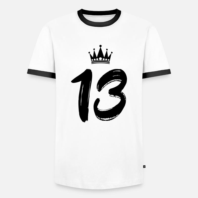 13 crown - Men's Ringer Shirt - white/black