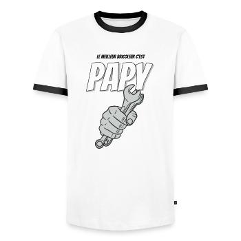 Cadeau papy bricoleur - T-shirt contrasté Homme - blanc/noir - Devant - AI Model Female 172 light (172cm) & AI Model Male 178 dark (178cm)