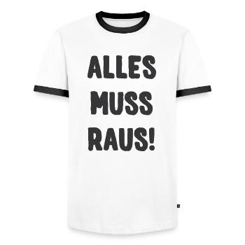 ALLES MUSS RAUS! - Männer Kontrast-T-Shirt - Weiß/Schwarz - Vorne - AI Model Female 172 light (172cm) & AI Model Male 178 dark (178cm)