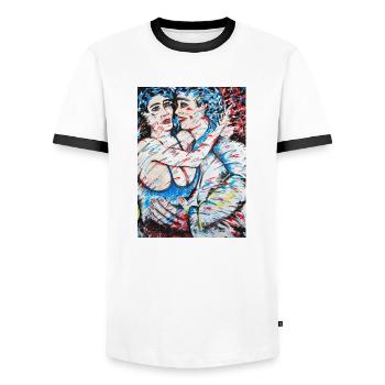 Escort Girl - T-shirt contrasté Homme - blanc/noir - Devant - AI Model Female 172 light (172cm) & AI Model Male 178 dark (178cm)