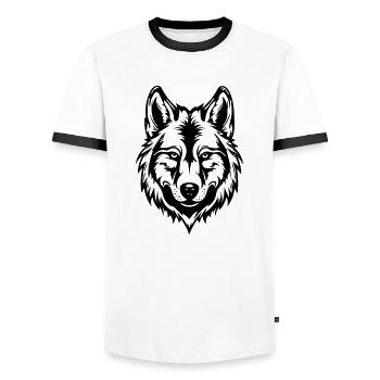 Wolf - Men's Ringer Shirt - white/black - Front - AI Model Female 172 light (172cm) & AI Model Male 178 dark (178cm)