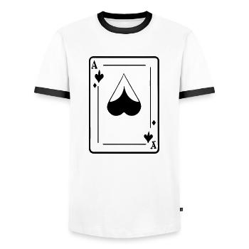 Spielkarte Ass - Männer Kontrast-T-Shirt - Weiß/Schwarz - Vorne - AI Model Female 172 light (172cm) & AI Model Male 178 dark (178cm)