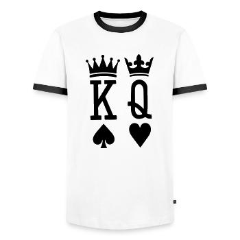 king and queen - Men's Ringer Shirt - white/black - Front - AI Model Female 172 light (172cm) & AI Model Male 178 dark (178cm)