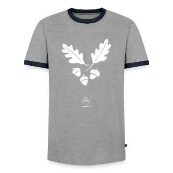 Chêne - Nature sans police - T-shirt contrasté Homme - gris/marine  - Devant - AI Model Female 172 light (172cm) & AI Model Male 178 light (178cm)