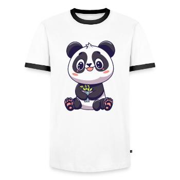 Cute Panda - Men's Ringer Shirt - white/black - Front - AI Model Female 172 light (172cm) & AI Model Male 178 dark (178cm)