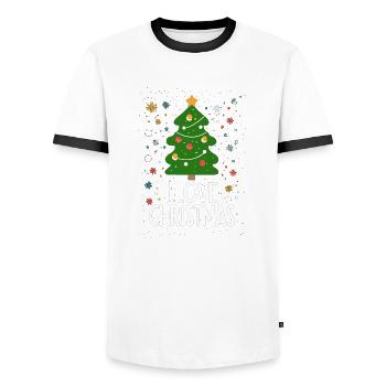 Merry Christmas I Love Christmas Weihnachts - Men's Ringer Shirt - white/black - Front - AI Model Female 172 light (172cm) & AI Model Male 178 dark (178cm)