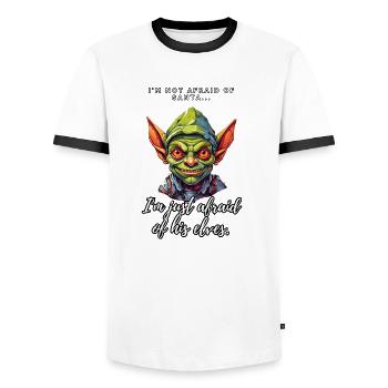 Ich habe keine Angst vor dem Weihnachtsmann... - Männer Kontrast-T-Shirt - Weiß/Schwarz - Vorne - AI Model Female 172 light (172cm) & AI Model Male 178 dark (178cm)