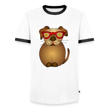Hund - Männer Kontrast-T-Shirt - Weiß/Schwarz - Vorne - AI Model Female 172 light (172cm) & AI Model Male 178 dark (178cm)