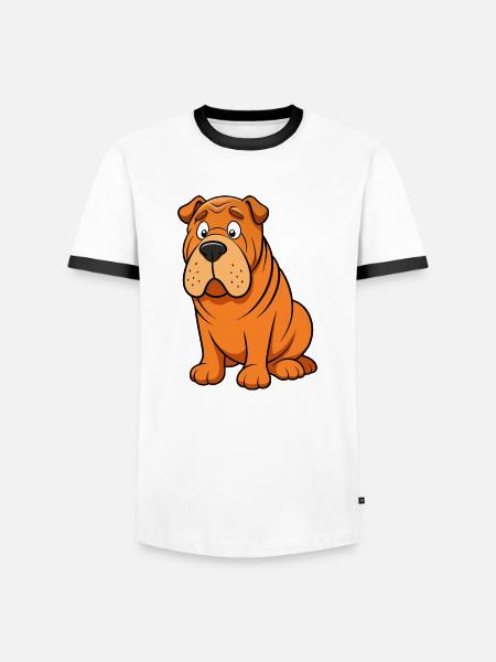 Bekymret Shar Pei rynke bryn kunstværk - Herre kontrast-T-shirt - hvid/sort