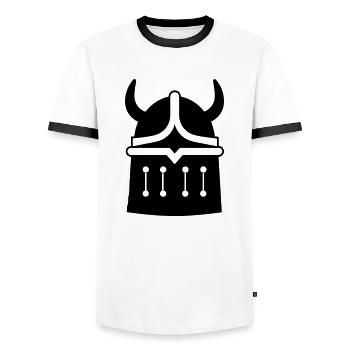 Viking Helmet Warrior - Men's Ringer Shirt - white/black - Front - AI Model Female 172 light (172cm) & AI Model Male 178 dark (178cm)