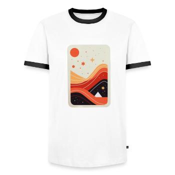 Design abstrait minimaliste - T-shirt contrasté Homme - blanc/noir - Devant - AI Model Female 172 light (172cm) & AI Model Male 178 dark (178cm)