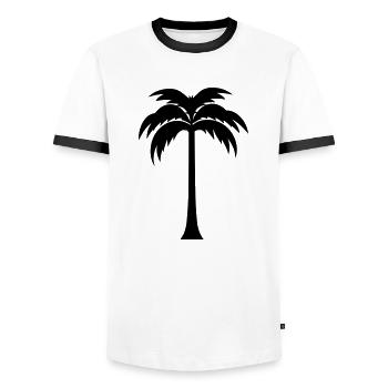 palm tree - Men's Ringer Shirt - white/black - Front - AI Model Female 172 light (172cm) & AI Model Male 178 dark (178cm)