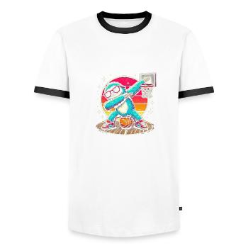 Liebe zum Basketball aber leider schulpflichtig - Männer Kontrast-T-Shirt - Weiß/Schwarz - Vorne - AI Model Female 172 light (172cm) & AI Model Male 178 dark (178cm)