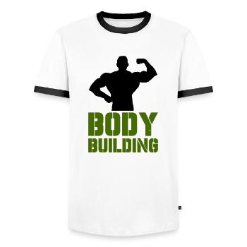 culturisme - T-shirt contrasté Homme - blanc/noir - Devant - AI Model Female 172 light (172cm) & AI Model Male 178 dark (178cm)