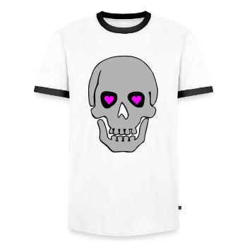 skull in love 02 - Men's Ringer Shirt - white/black - Front - AI Model Female 172 light (172cm) & AI Model Male 178 dark (178cm)