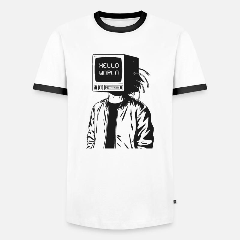 Computerkopf 2.0 - Männer Kontrast-T-Shirt - Weiß/Schwarz