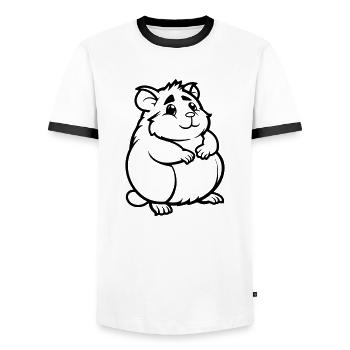 hamster comic tier - Männer Kontrast-T-Shirt - Weiß/Schwarz - Vorne - AI Model Female 172 light (172cm) & AI Model Male 178 dark (178cm)