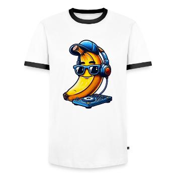 Banana DJ Music Lover Cool - Men's Ringer Shirt - white/black - Front - AI Model Female 172 light (172cm) & AI Model Male 178 dark (178cm)