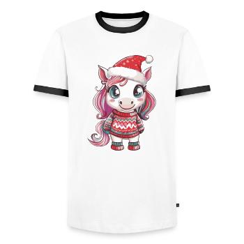 Unicorn Christmas - Men's Ringer Shirt - white/black - Front - AI Model Female 172 light (172cm) & AI Model Male 178 dark (178cm)