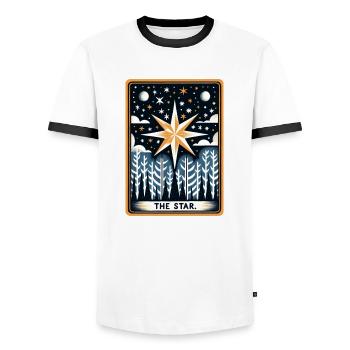 The Star - Men's Ringer Shirt - white/black - Front - AI Model Female 172 light (172cm) & AI Model Male 178 dark (178cm)