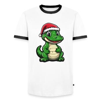 Noël de l’alligator - T-shirt contrasté Homme - blanc/noir - Devant - AI Model Female 172 light (172cm) & AI Model Male 178 dark (178cm)