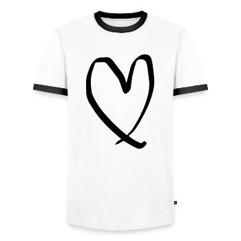 Drawn Heart Valentine's Day Gift - Men's Ringer Shirt - white/black - Front - AI Model Female 172 light (172cm) & AI Model Male 178 dark (178cm)