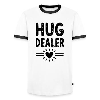 Hug Dealer - Men's Ringer Shirt - white/black - Front - AI Model Female 172 light (172cm) & AI Model Male 178 dark (178cm)