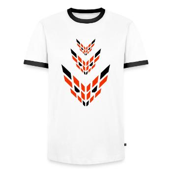 3 Foxes Abstract Logo Evil Eye Friends Team - Men's Ringer Shirt - white/black - Front - AI Model Female 172 light (172cm) & AI Model Male 178 dark (178cm)