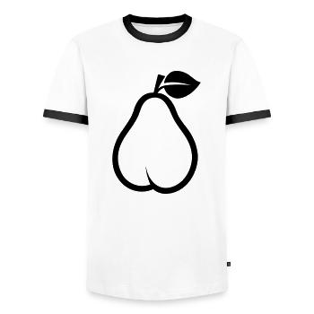 Birne - Männer Kontrast-T-Shirt - Weiß/Schwarz - Vorne - AI Model Female 172 light (172cm) & AI Model Male 178 dark (178cm)